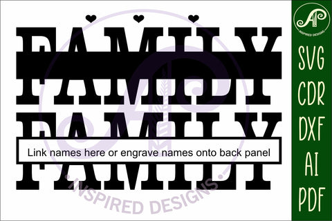 Family word design name sign svg laser cut template design 2 SVG APInspireddesigns 