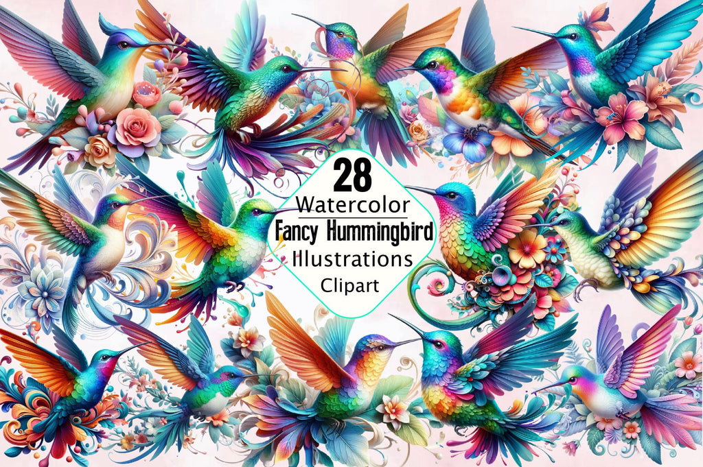Fancy Hummingbird Sublimation Clipart Bundle - So Fontsy