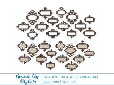 Fancy Label Frame Shapes SVG Bundle vintage antique label holders vol.2 SVG Kyanite Sky Digitals 