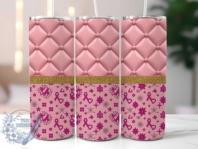 Fancy Pink Ribbon Survivor 20oz Tumbler, Pink Ribbon, Fancy Tumbler, Survivor Support, Sublimation Wrap, 20Oz Tumbler, Hope Strength Sublimation ToriDesigns 