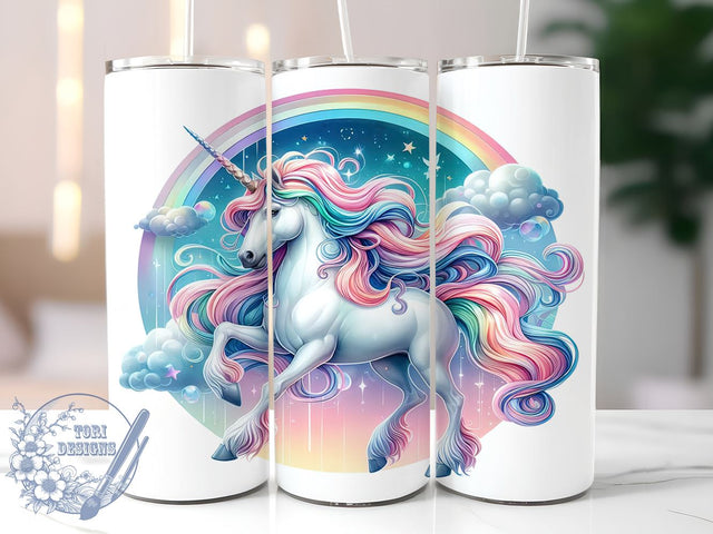 Fancy Unicorn 20oz Skinny Tumbler, Beautiful Unicorn Rainbow Tumbler Png, Straight & Tapered Tumbler Wrap, Instant Digital Download Sublimation ToriDesigns 