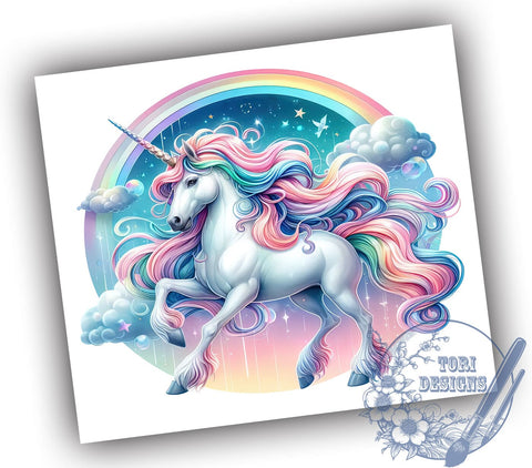 Fancy Unicorn 20oz Skinny Tumbler, Beautiful Unicorn Rainbow Tumbler Png, Straight & Tapered Tumbler Wrap, Instant Digital Download Sublimation ToriDesigns 