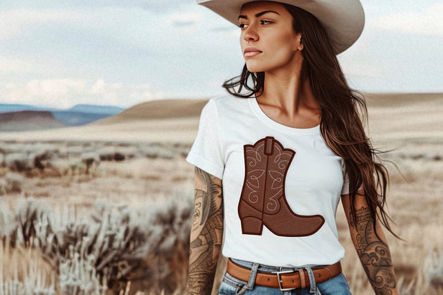 Fancy Western Boot Applique Embroidery Embroidery/Applique DESIGNS Designed by Geeks 