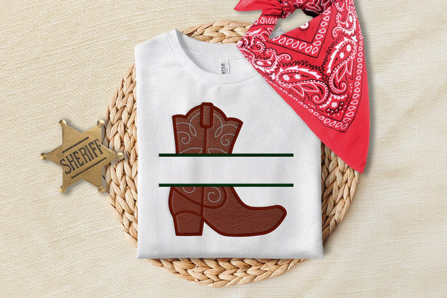 Fancy Western Boot Split Applique Embroidery Embroidery/Applique DESIGNS Designed by Geeks 