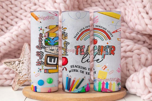 Fancyfams, Teacher Tumbler, 20oz Stainless Steel Mug, Teacher Gifts for Women,- Teacher Appreciation Gifts , Gifts for Teachers on Birthday Sublimation DesignSVG 