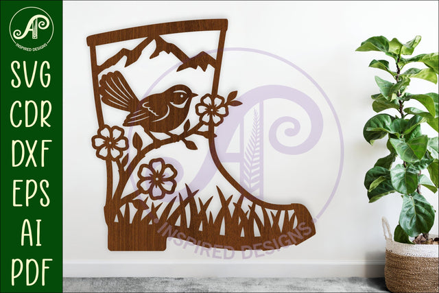 Fantail Gumboot New Zealand wall art sign, SVG file. vector SVG APInspireddesigns 