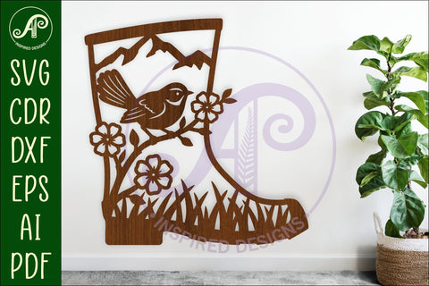 Fantail Gumboot New Zealand wall art sign, SVG file. vector SVG APInspireddesigns 