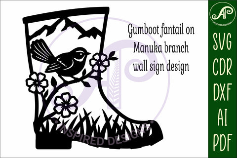 Fantail Gumboot New Zealand wall art sign, SVG file. vector SVG APInspireddesigns 