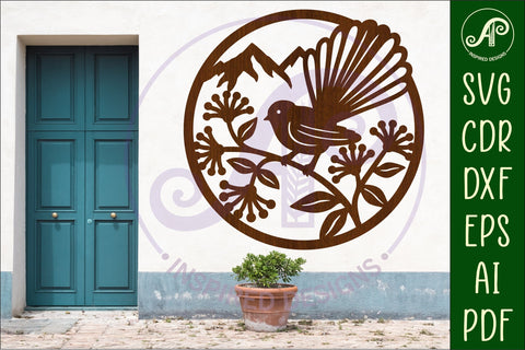 Fantail New Zealand bird wall sign, SVG file. SVG APInspireddesigns 