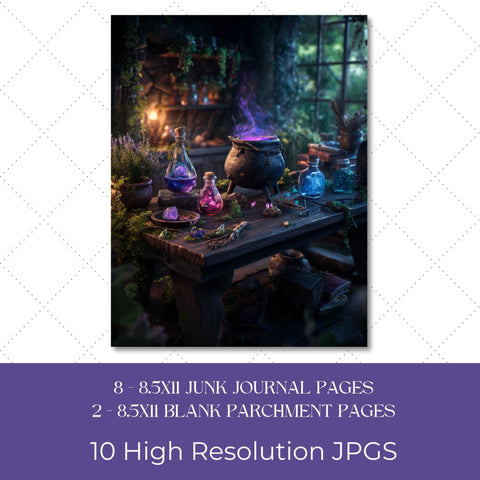Fantasy Apothecary Junk Journal Paper | Printable Junk Journal Paper SVG Paige Cole Studio 