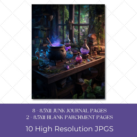 Fantasy Apothecary Junk Journal Paper | Printable Junk Journal Paper SVG Paige Cole Studio 