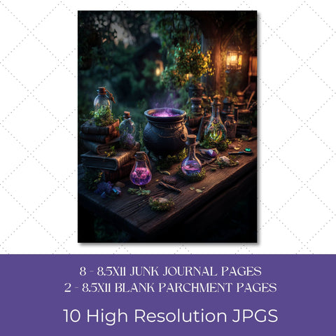 Fantasy Apothecary Junk Journal Paper | Printable Junk Journal Paper SVG Paige Cole Studio 