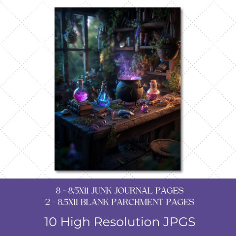 Fantasy Apothecary Junk Journal Paper | Printable Junk Journal Paper SVG Paige Cole Studio 