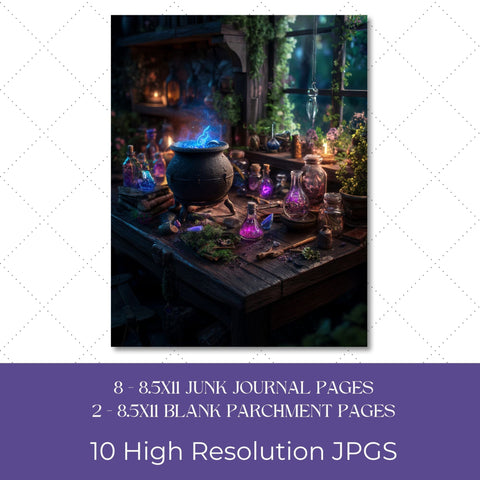Fantasy Apothecary Junk Journal Paper | Printable Junk Journal Paper SVG Paige Cole Studio 