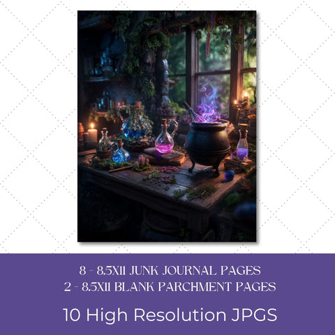 Fantasy Apothecary Junk Journal Paper | Printable Junk Journal Paper SVG Paige Cole Studio 
