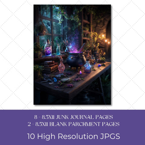 Fantasy Apothecary Junk Journal Paper | Printable Junk Journal Paper SVG Paige Cole Studio 