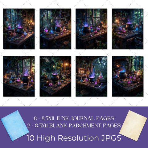 Fantasy Apothecary Junk Journal Paper | Printable Junk Journal Paper SVG Paige Cole Studio 