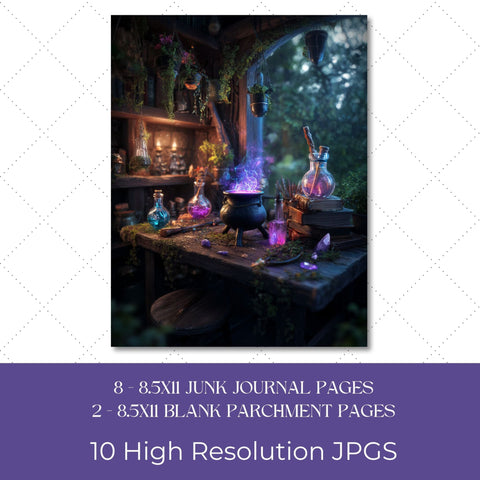Fantasy Apothecary Junk Journal Paper | Printable Junk Journal Paper SVG Paige Cole Studio 