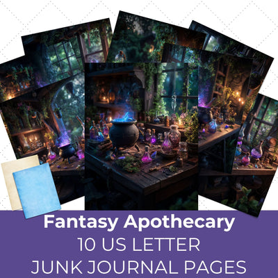 Fantasy Apothecary Junk Journal Paper | Printable Junk Journal Paper SVG Paige Cole Studio 