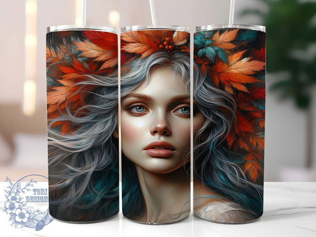 Fantasy Autumn Goddess Fall Tumbler, Autumn Goddess Cup, 20Oz Tumbler Wrap, Fall Girl Drinkware, Sublimation Tumbler Design, Autumn Fantasy Coffee Mug, Seasonal Goddess Tumbler Sublimation ToriDesigns 