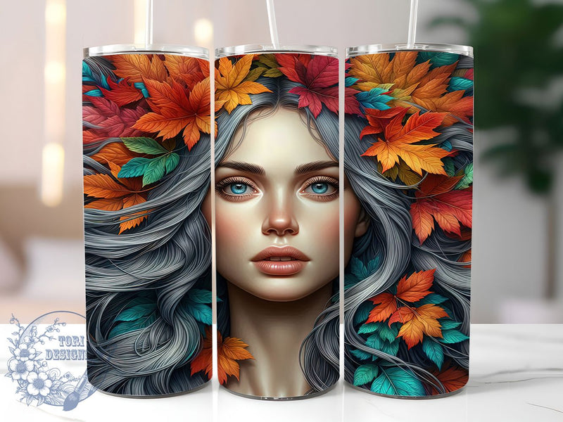 Fantasy Autumn Goddess Fall Tumbler, Autumn Goddess Cup, 20Oz Tumbler Wrap, Fall Girl Drinkware, Sublimation Tumbler Design, Autumn Fantasy Coffee Mug, Seasonal Goddess Tumbler Sublimation ToriDesigns 