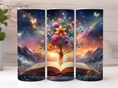 Fantasy Book Tumbler, Magical Book Design, 20oz Tumbler Wrap, Book Lover Gift, Reading Sublimation, Literary Decor, Whimsical Tumbler, Digital Download Sublimation Lara' s Designs 