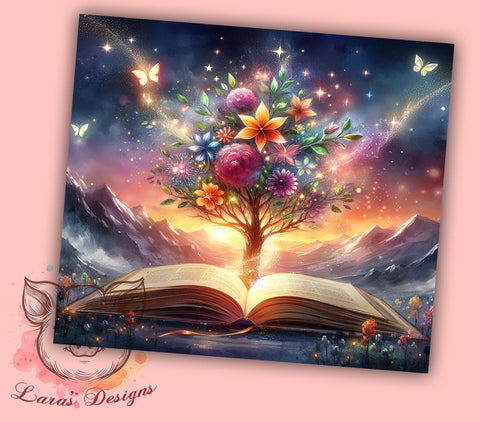 Fantasy Book Tumbler, Magical Book Design, 20oz Tumbler Wrap, Book Lover Gift, Reading Sublimation, Literary Decor, Whimsical Tumbler, Digital Download Sublimation Lara' s Designs 