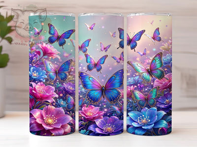 Fantasy Butterfly Garden 20oz Tumbler, Fantasy Theme, Butterfly Motif, Garden Design, Whimsical Style, Elegant Charm, Skinny Tumbler, Sublimation PNG Sublimation Lara' s Designs 