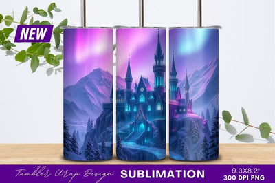 Fantasy Castle In Winter Aurora Landscape Sublimation Regulrcrative 