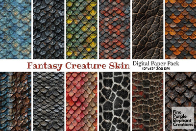 Fantasy Creature Skin Scales Texture Digital Paper - Colored Exotic Reptile Digital Pattern Fine Purple Elephant Creations 