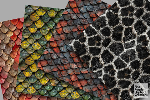 Fantasy Creature Skin Scales Texture Digital Paper - Colored Exotic Reptile Digital Pattern Fine Purple Elephant Creations 