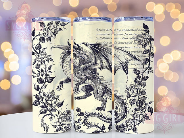 Fantasy Dragon 20oz Tumbler Wrap, Fantasy Reader Design, Romantasy Tumbler, 20oz Sublimation Wrap, Book Lover Drinkware, Magical Dragon Cup, Fantasy Book Tumbler Sublimation SvggirlplusArt 