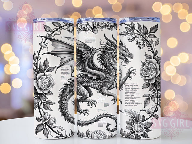 Fantasy Dragon 20oz Tumbler Wrap, Fantasy Reader Design, Romantasy Tumbler, 20oz Sublimation Wrap, Book Lover Drinkware, Magical Dragon Cup, Fantasy Book Tumbler Sublimation SvggirlplusArt 