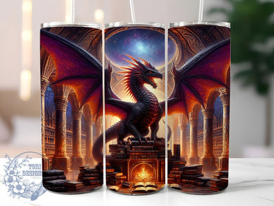 Fantasy Dragon Book Lover Tumbler, Book Lover Tumbler, Mythical Dragon Wrap, Fantasy Merch Wrap, Magical Book Wrap, Sublimation Design, Trendy Gift Idea Sublimation ToriDesigns 