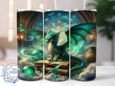 Fantasy Dragon Book Tumbler, Book Lover Tumbler, 20oz Tumbler Wrap, Sublimation Design, Fantasy Book Gift, Mythical Dragon Wrap, Literary Merch Tumbler Sublimation ToriDesigns 