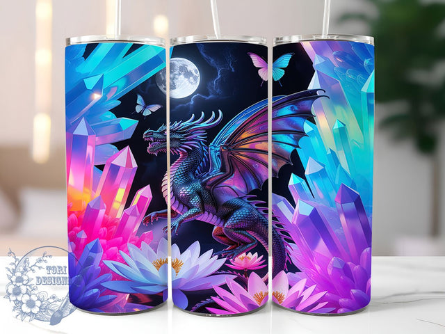 Fantasy Dragon Dreamcatcher Tumbler, Fantasy Dragon Design, Dreamcatcher Pattern, 20Oz Sublimation Wrap, Mystic Dragon Art, Boho Fantasy Texture, Tumbler Sublimation Sublimation ToriDesigns 