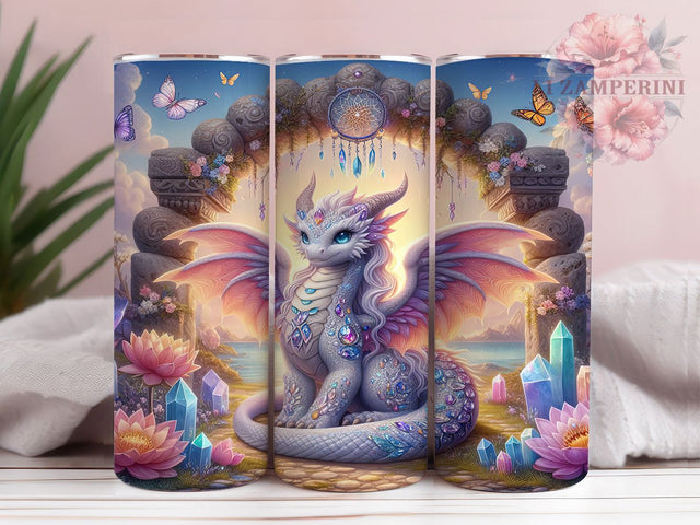 Fantasy Dragon Dreamcatcher Tumbler, Fantasy Wrap Design, Mystical Sublimation PNG, Boho Fantasy Aesthetic, 20oz Tumbler Sublimation, Mythical Creature Design, Spiritual Dreamcatcher Art Sublimation Li Zamperini 