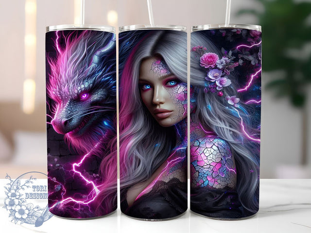 Fantasy Dragon Elf Girl Tumbler Wrap, Fantasy Sublimation Design, Elf Girl Drinkware, 20oz Skinny Tumbler Wrap, Mythical Creature Wrap, Magical Fantasy Tumbler, Enchanted Elf Sublimation Sublimation ToriDesigns 