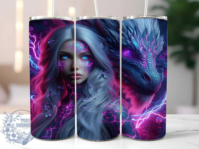 Fantasy Dragon Elf Girl Tumbler Wrap, Fantasy Sublimation Design, Elf Girl Drinkware, 20oz Skinny Tumbler Wrap, Mythical Creature Wrap, Magical Fantasy Tumbler, Enchanted Elf Sublimation Sublimation ToriDesigns 