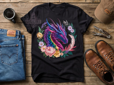 Fantasy Dragon Head T-Shirt PNG, Iridescent Scales, Dragon Head, Mythical Beast, Sublimation PNG, Magical Creature, Fierce Eyes Sublimation SvggirlplusArt 