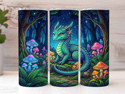 Fantasy Dragon Mushrooms 20oz Tumbler Wrap, Whimsical Mushrooms, Mystical Wrap, Enchanted Design, Seamless Pattern, 20oz Tumbler Wrap, Sublimation PNG Sublimation Lara' s Designs 