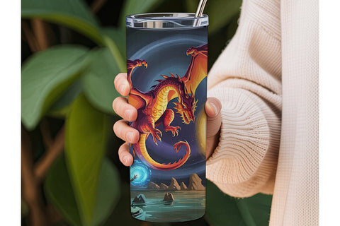Fantasy Dragon RPG 20oz Tumbler Wrap Sublimation DesignSVG 