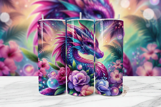 Fantasy Dragon Tumbler Sublimation PNG, 20oz Seamless Wrap Sublimation BijouBay 