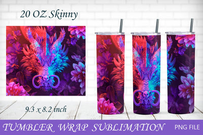 Fantasy dragon tumbler wrap, Neon 20oz tumbler, 3d sublimation Sublimation AnastasiyaArtDesign 