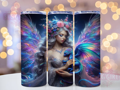 Fantasy Fairy Dragon Tumbler, Dragon Theme, Mythical Art, Enchanted Style, Whimsical Design, 20Oz Tumbler, Sublimation Wrap Sublimation SvggirlplusArt 
