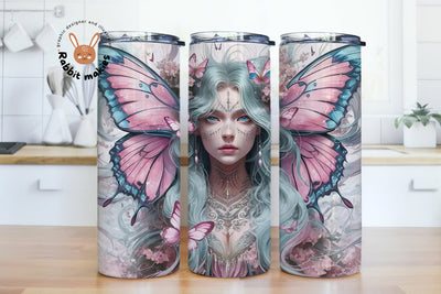 Fantasy Fairy Tumbler Wrap, 20oz Skinny Sublimation Tumbler Design, Fairy Fantasy Sublimation Design, Floral Mystical Tumbler Png Downloads Sublimation Rabbitmakies 