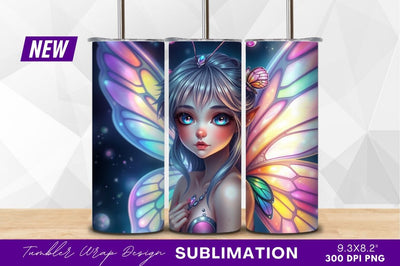 Fantasy Fairy With Colorful Wings Tumbler Png Sublimation Regulrcrative 