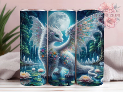 Fantasy Gem Lotus Dragon 20oz Tumbler, Gem Lotus Cup Wrap, Fantasy Forest Design, Sublimation Tumbler Wrap, 20Oz Tumbler Design, Mythical Dragon Cup, Artistic Lotus Forest Wrap Sublimation Li Zamperini 