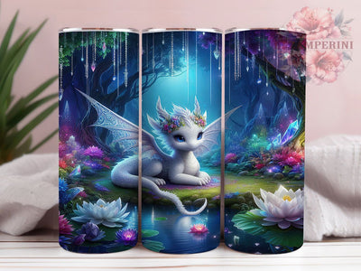 Fantasy Gem Lotus Dragon 20oz Tumbler, Gem Lotus Cup Wrap, Fantasy Forest Design, Sublimation Tumbler Wrap, 20Oz Tumbler Design, Mythical Dragon Cup, Artistic Lotus Forest Wrap Sublimation Li Zamperini 