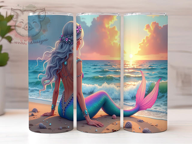 Fantasy Glitter Mermaid Ocean Tumbler, 20oz Skinny Tumbler PNG, Ocean Theme Tumbler, Sublimation Mermaid Design, Fantasy Tumbler Wrap, Under The Sea Tumbler, Glitter Mermaid Tumbler Sublimation Lara' s Designs 